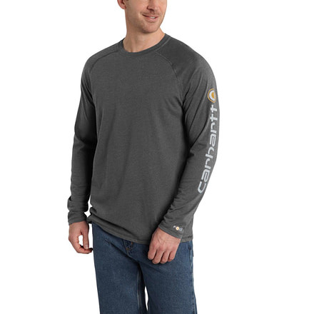 Carhartt Force Cotton Delmont Sleeve Graphic T-Shirt for Mens, Carbon Heather, Medium/Regular 101302-026-REG-M