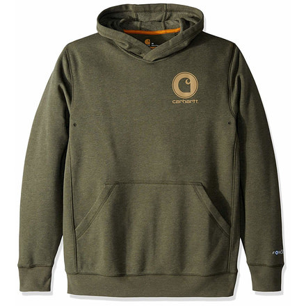Carhartt Force Delmont Graphic Hooded Sweatshirt Regular - Mens, Moss Heather, Small, 103453-387-S-REG