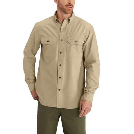 Carhartt Fort Solid Long Sleeve Shirt for Mens, Dark Tan Chambray, Medium/Regular S202-256-REG-MED