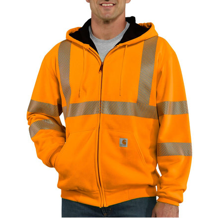 Carhartt High-Visibilty Zip-Front Class 3 Thermal-Lined Sweatshirt, Brite Orange, 2XL/Regular 100504-824-REG-2XL