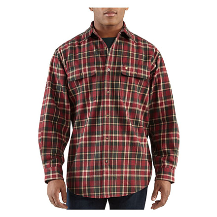 Carhartt Hubbard Plaid Shirt - Men's-Dark Red-Small