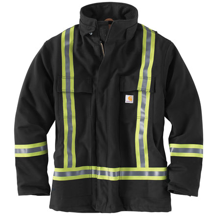 Carhartt HV Striped Duck Traditional Coat, Black, Large/Tall 101694-001-TLL-L