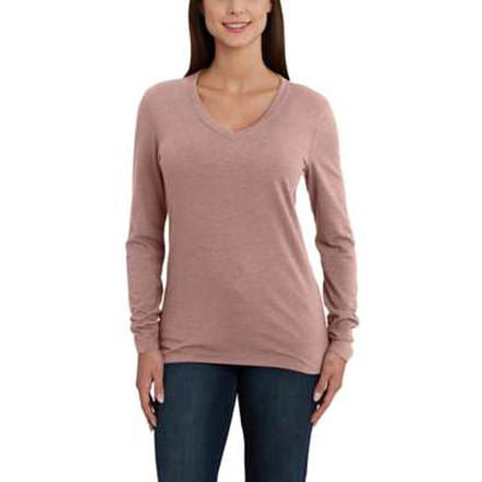 Carhartt Lockhart Long Sleeve V-neck T-shirt - Womens, Burlwood Heather, XXL-REG, 102761-668-REG-XXL