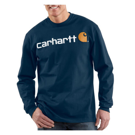 Carhartt Long Sleeve Logo T-Shirt - Men's-Navy-Large