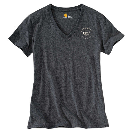Carhartt Lubbock Graphic USA Logo Short Sleeve V-neck T-shirt - Womens, Carbon Heather, XXL-REG 103058-026-REG-XXL