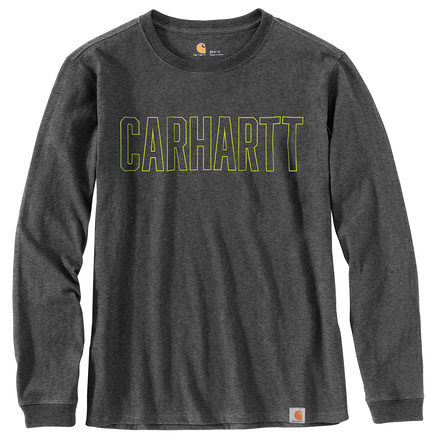 Carhartt M Workwear Block Logo Graphic Long Sleeve T-Shirt - Mens, Carbon Heather, Extra Large, 103841-026REGXLA