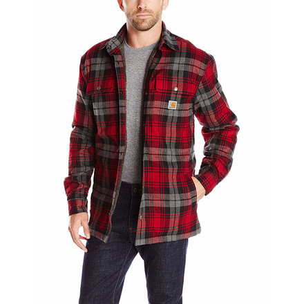 Carhartt Mens Hubbard Sherpa Lined Shirt Jac, Dark Crimson, Medium, 101752-608REGMA
