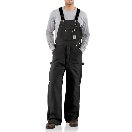 Carhartt Quilt Lined Zip To Thigh Bib Overall for Mens, Black, 38/32 R41-BLK-32-38