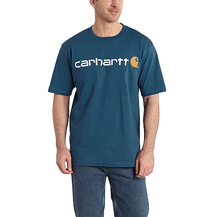 Carhartt Signature Logo Short Sleeve T-Shirt for Mens, Stream Blue, Extra Large/Tall K195-984-TLL-XLG