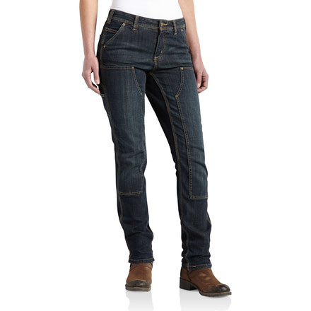 Carhartt SlimFit Double Flame-Resistantont Denim Dungaree for Womens, Timeworn Indigo, 16/Short 100654-485-SHT-16