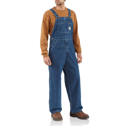 Carhartt Washed Denim Bib Overall for Mens, Darkstone, 32/28 R07-DST-28-32