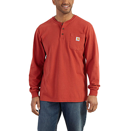 Carhartt Workwear Pocket Long Sleeve Henley for Mens, Chili, Extra Large/Regular K128-CHI-REG-XLG