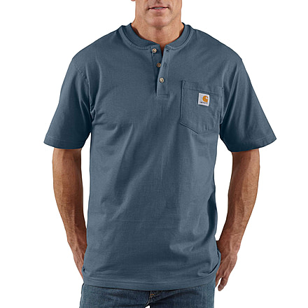 Carhartt Workwear Pocket Short Sleeve Henley for Mens, Bluestone, Small/Regular K84-BLS-REG-SML