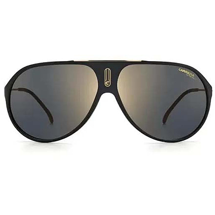 Carrera Hot65 Sunglasses, Black Gold Frame, Grey Gold Mirror Lens, 716736372150