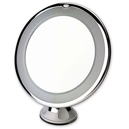 Carson 2x Round Lighted Mirror W/Suction Cup Base, 5 in, Silver, MI-20