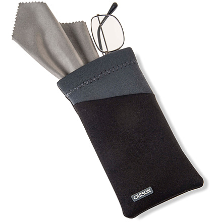 Carson Eyeglass Pouch w/Built-in Microfiber Cloth, Black/Grey, 6.7x7.6in, EC-10BKGY