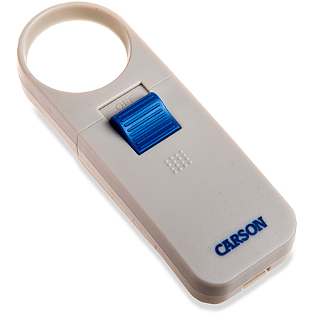 Carson Illuminated Handheld Magnifier, 7x Power, 1.5in Aspheric LED Lighted, Ivory/Blue, Small, SV-70