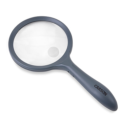 Carson LED Lighted HandHeld 2x Magnifier w/4x Spot Lens, Gray hm-44