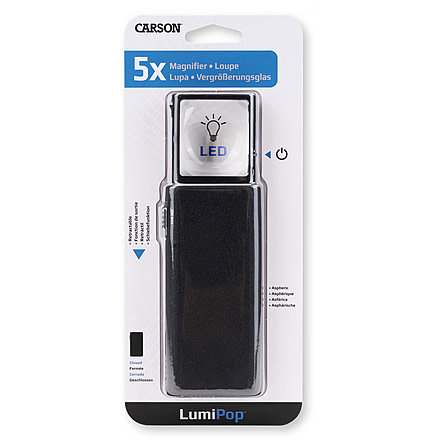 Carson LumiPop 5X LED Light Pop-Out Magnifier Loupe, Black LP-66