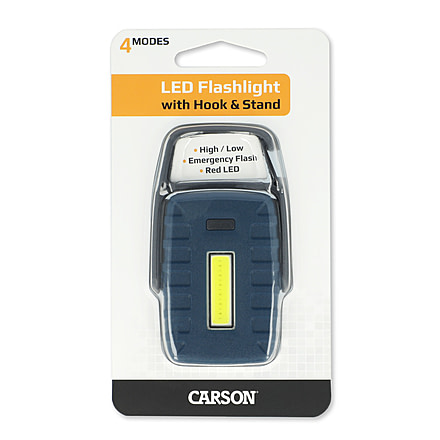 Carson Optical LED Flashlight w/ Hook and Stand, Blue, 1.9 in x 0.6 in x 3.3 in, KL-20