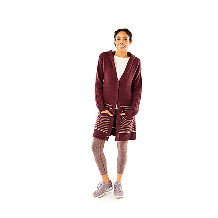 Carve Designs Williamette Hooded Cardigan - Womens, Merlot Mariner, Extra Large, SWWT18-639-XL