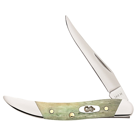 Case Rogers Corn Cob Jig Small Texas Toothpick Folding Knife, 3in, 610096 SS, Clip Blade,Slanted Bolster Bone, Mint Green, 18665