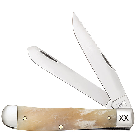 Case Trapper Folding Knife Folding Knife, 4.125in, EX254 SS, Clip/Spey Blade, Natural Bone, 50490