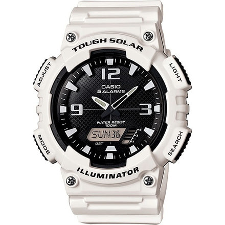 Casio Outdoor Ana-Digi Solar Gloss Sport Watch, w/White Black Face, White/Black AQS810WC-7AVCF