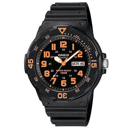 Casio Outdoor ANALOG FIELD WATCH-MILITARY VERSION-ORANGE-BLK BEZEL, Black MRW200H-4BV