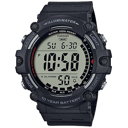 Casio Outdoor Classic 10-Year Battery Digital Watch w/Resin Strap - Mens, Black, One Size, AE1500WH-1AV