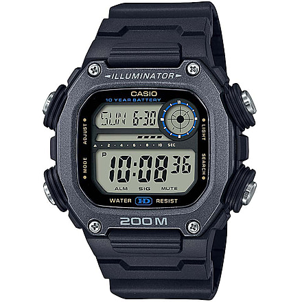 Casio Outdoor Digital Watch w/200 Meter WR, World Time, 10-Year Battery and Resin Strap - Mens, Black, One Size, DW-291HX-1AV