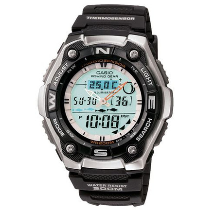 Casio Outdoor FISHING TIMER - THERM/MOON, Black AQW101-1ACF