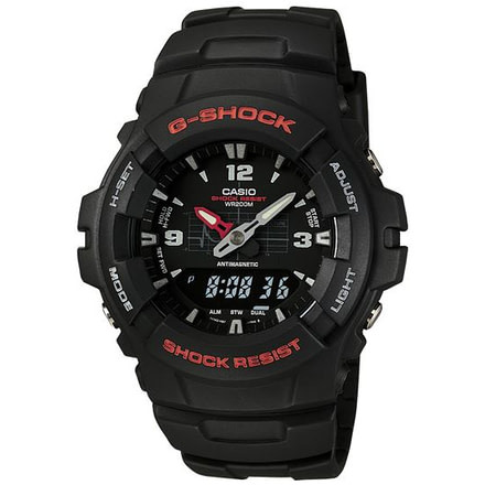 Casio Outdoor G-Shock Classic Watch featuring Shock resistance, 200M Water Resistant,Magnetic Resistant, Black G100-1BV