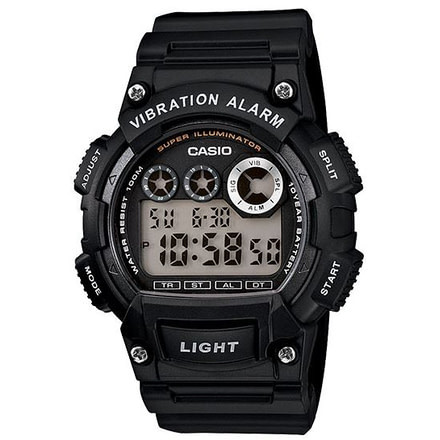 Casio Outdoor MENS VIBRATION ALARM 100M 10 YR BATT BLACK, Black W735H-1AVCF