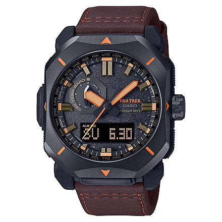 Casio Outdoor Pro Trek Solar Powered Triple Sensor Word Time Watches w/Biomas Plastic Case and Strap - Mens, Brown, One Size, PRW-6900YL-5