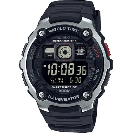 Casio Outdoor Sport Digital Watch, w/200M Water Resistant, LED Light, w/Afterglow AE2000W-1BV