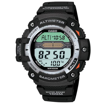Casio Outdoor Twin Sensor Digital Watch -Altim/Baro/Thermo -100m Water Resistan - Men's, Black, One Size, SGW300H-1AVCF