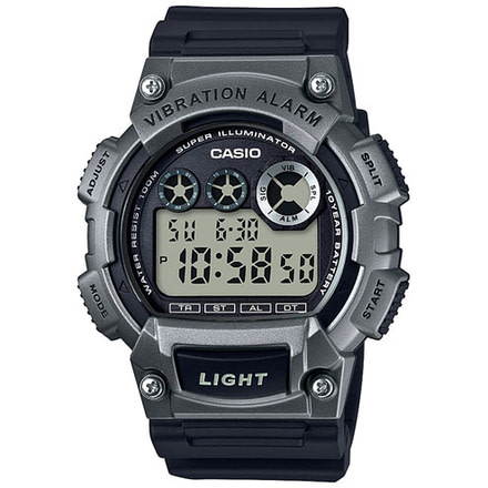Casio Outdoor Vibration Alarm Watch, LED Backlight w/Afterglow, 100M Water Resistant, Black/Green W735H-1A3V
