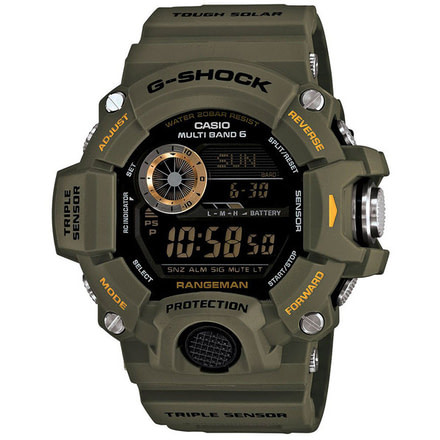 Casio Tactical Rangeman G-Shock Solar Atomic Watch, Olive, 1-GW9400-3CR