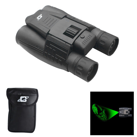 10x32mm Day/Night Green Laser Roof Prism Binocular and Case,Black