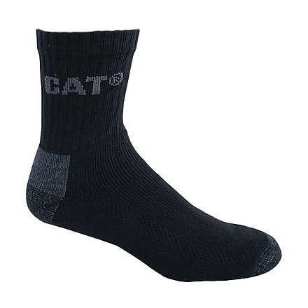 Caterpillar All Season Work Quarter Sock 3-pack, Black, 9-13, 1119503-016