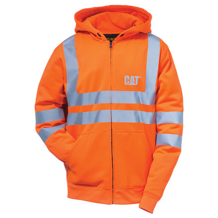Caterpillar Hi Vis Full Zip Lined Sweatshirt, Hi-Vis Orange, Medium 1910804-607-M