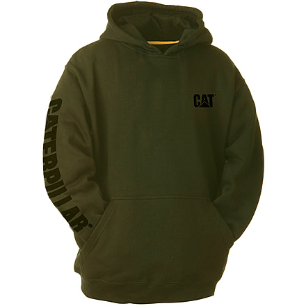 Caterpillar Trademark Banner Hooded Sweatshirt - Men's, Small, Regular, Army Moss, 1910709-10639-S