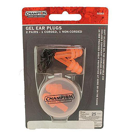 Champion Traps and Targets Ear Plugs w/ Storage, Pack of 2, 1 Corded, 1 Uncorded, Orange, 0, 40964