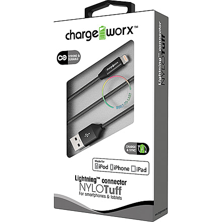 Chargeworx Cable, Lightning, 3ft, Black, CHA-CX4713BK