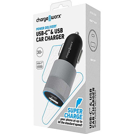 Chargeworx PD Car Charger, Black, CHA-CX3091BK