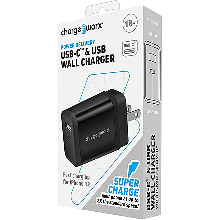 Chargeworx PD Wall Charger, Dual, Black, CHA-CX3088BK
