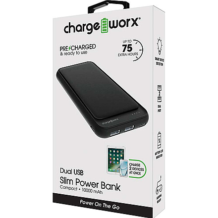 Chargeworx Power Bank, 10000mAh, Black, CHA-CX6861BK