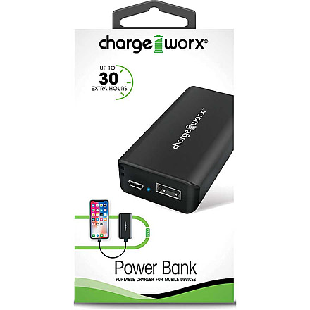 Chargeworx Power Bank, 4000mAh, Black, CHA-CX6618BK