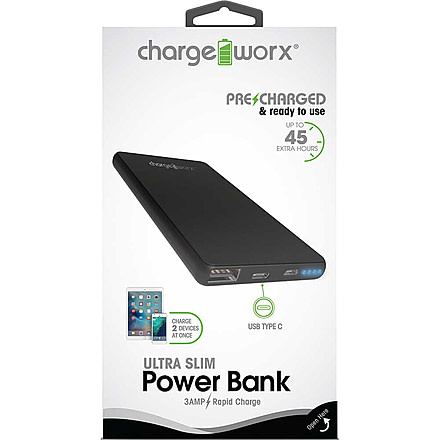 Chargeworx Power Bank, 6000mAh, Black, CHA-CX6608BK